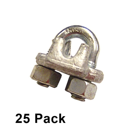 US CARGO CONTROL 1/4" Galvanized Drop Forged Wire Rope Clips (25 pack) GDFWRC14-25PK